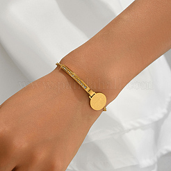 201 Stainless Steel Crystal Rhinestone Arc Bar Saint Benedict Medal Link Bracelets for Women&nbsp;RJ1740