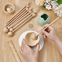 8Pcs Beech Wooden Double Round Stick&nbsp;CELT-BC0001-02