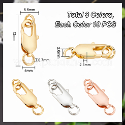 30Pcs 3 Colors Brass Lobster Claw Clasps&nbsp;FIND-PH0010-88