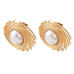 304 Stainless Steel & Plastic Pearl Stud Earrings&nbsp;SA-G607-02G