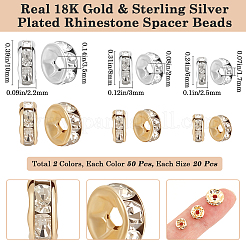 120Pcs 6 Styles Brass Rhinestone Spacer Beads&nbsp;KK-BBC0016-02