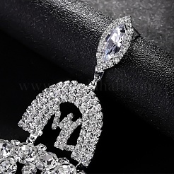 Brass Crystal Rhinestone Flat Round Tassel Stud Earrings&nbsp;FS-WG48573-02