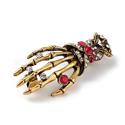 Halloween Theme Rhinestone Skeleton Hand Brooch Pin&nbsp;JEWB-F018-01AG
