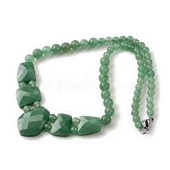 Natural Green Aventurine Faceted Bib Graduated Beaded Necklaces for Women&nbsp;NJEW-B128-01K