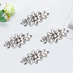 6Pcs Flower Glitter Hotfix Glass Rhinestone&nbsp;DIY-GF0014-62A
