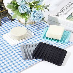 AHADEMAKER 4Pcs 4 Colors Silicone Self Draining Soap Dish Holder&nbsp;AJEW-GA0004-79