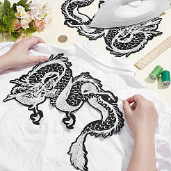 Dragon Polyester Embroidery Sew on Patches&nbsp;PATC-WH0008-228B