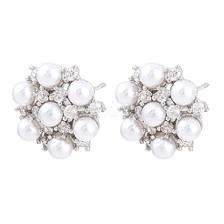 Brass Micro Pave Cubic Zirconia Stud Earrings&nbsp;EJEW-G471-43P