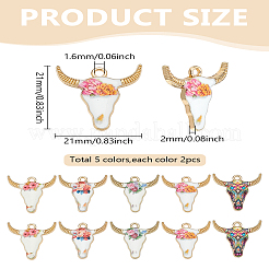 10Pcs 5 Colors Alloy Enamel Pendants&nbsp;FIND-LP0002-25