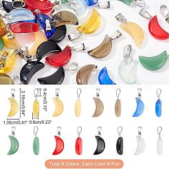 48Pcs 8 Colors Transparent & Imitation Jade Spray Painted Glass Pendants&nbsp;GLAA-FH0001-39