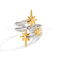 304 Stainless Steel Rhinestone Cuff Open Rings for Women&nbsp;SY6549-2