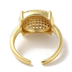 Rack Plating Brass Micro Pave Clear Cubic Zirconia Cuff Ring&nbsp;RJEW-P104-01G