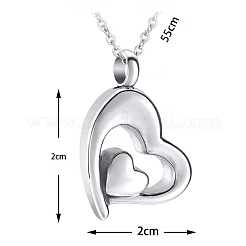 304 Stainless Steel Heart Pendant Urn Ashes Necklaces&nbsp;PW-WG8DE50-01