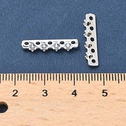 Brass Micro Pave Clear Cubic Zirconia Spacer Bars&nbsp;KK-Z139-11S-03