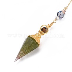 Resin Hexagonal Pointed Dowsing Pendulums(Brass Finding and Gemstone Inside)&nbsp;G-L521-A08