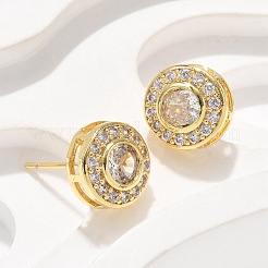 Brass Micro Pave Clear Cubic Zirconia Stud Earrings&nbsp;X-EJEW-Q015-10G