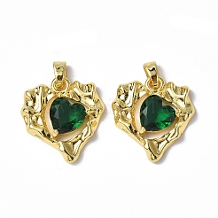 Brass Micro Pave Cubic Zirconia Pendants&nbsp;KK-P223-51G-02