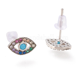 Brass Micro Pave Cubic Zirconia Stud Earrings&nbsp;ZIRC-I044-19A