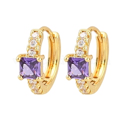 Brass Micro Pave Cubic Zirconia Hoop Earrings&nbsp;KK-Z166-12G-01
