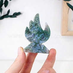 Natural Moss Agate Carved Flame Shape Figurines&nbsp;PW-WG95540-01