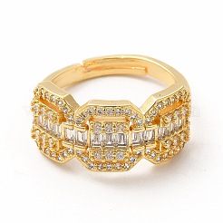 Clear Cubic Zirconia Octagon Adjustable Ring&nbsp;RJEW-H134-01G
