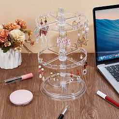 2-Tier Rotatable Round Plastic Earring Display Stands&nbsp;EDIS-WH0032-23
