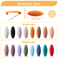 16Pcs 8 Color Plastic Blank Oval Brooch Pins&nbsp;JEWB-CP0001-10B