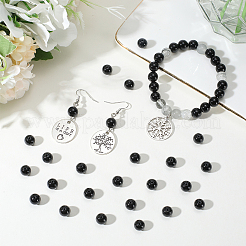 2 Strands Round Natural Black Onyx(Dyed & Heated) Beads Strands&nbsp;G-SP0001-24