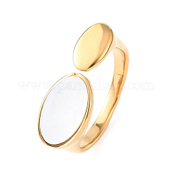 Oval 304 Stainless Steel Cuff Rings&nbsp;RJEW-F201-10G