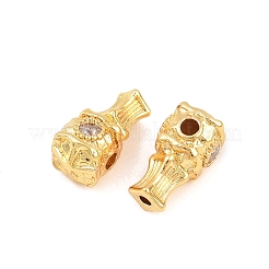 Brass Micro Pave Cubic Zirconia 3 Hole Guru Beads&nbsp;KK-H533-06G