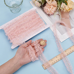 1Pc Polyester Pleated Lace Trim with Gold Metallic Thread&nbsp;DIY-MA0006-64A
