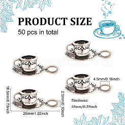 50Pcs Coffee Cup Tibetan Style Alloy Pendants&nbsp;TIBEP-DC0001-02