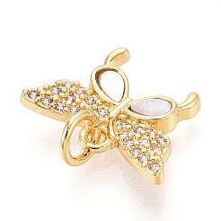 Brass Micro Pave Clear Cubic Zirconia Pendants&nbsp;KK-N268-13G