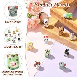 11Pcs 11 Styles Handmade Printed Porcelain Beads&nbsp;PORC-CJ0001-26