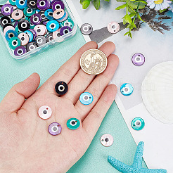 80Pcs 5 Colors Printed Freshwater Shell Charms&nbsp;SHEL-AR0001-12