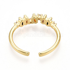 Brass Micro Pave Cubic Zirconia Cuff Rings for Women&nbsp;KK-T070-110