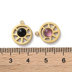 Natural Mixed Gemstone Sun Charms&nbsp;STAS-Z099-07G