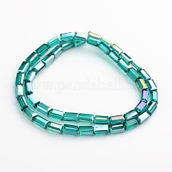 AB Color Plated Faceted Cuboid Electroplate Glass Beads Strands&nbsp;EGLA-F109-A06-A