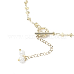 Brass Handmade Cable Link Chain Glass Pearl Tassel Necklaces for Women&nbsp;NJEW-JN05292
