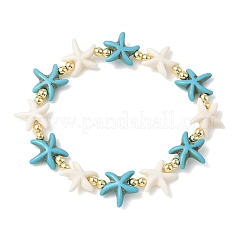 Synthetic Turquoise & Non-magnetic Hematite Beads Stretch Bracelets for Women Men&nbsp;BJEW-JB13728-02