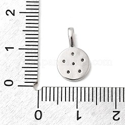 Brass Micro Pave Clear Cubic Zirconia Flat Round with Star Charms&nbsp;KK-A277-32P