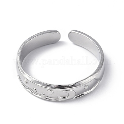 Non-Tarnish 304 Stainless Steel Crescent Moon Open Cuff Ring for Women&nbsp;RJEW-C046-01P