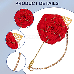 Flower Polyester Ribbon Brooches&nbsp;JEWB-WH20006-02A