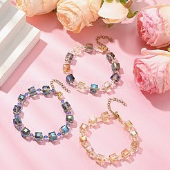 Electroplate Glass Beaded Stretch Bracelet Sets for Women&nbsp;BJEW-JB11213