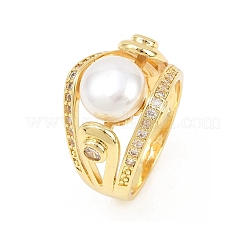Brass Micro Pave Cubic Zirconia Finger Rings for Women&nbsp;RJEW-D340-02G-07