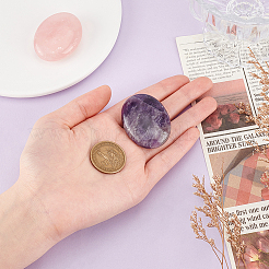 2Pcs 2 Styles  Natural Amethyst & Rose Quartz Palm Stones&nbsp;AJEW-GA0007-90B