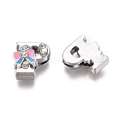 Alloy Enamel Letter Slide Charms&nbsp;X-PALLOY-K241-P