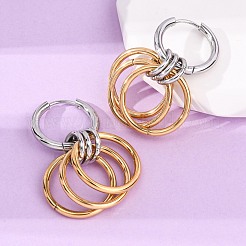 304 Stainless Steel Two Tone Hoop Earrings&nbsp;LS-EJEW-A136-01D-GP