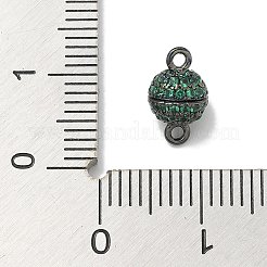 Rack Plating Round Brass Micro Pave Cubic Zirconia Magnetic Clasps&nbsp;KK-L224-070B