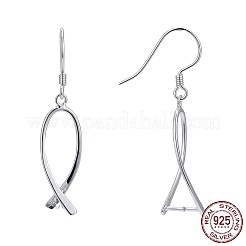 Anti-Tarnish Rhodium Plated 925 Sterling Silver Earring Findings&nbsp;STER-F048-38P